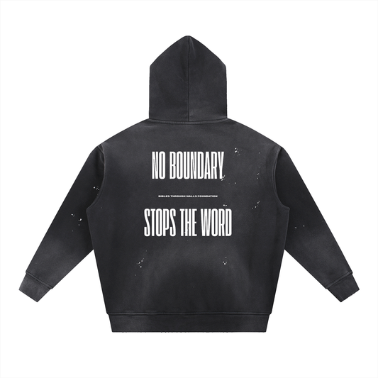 Vintage Washed Frayed Fleece Hoodie