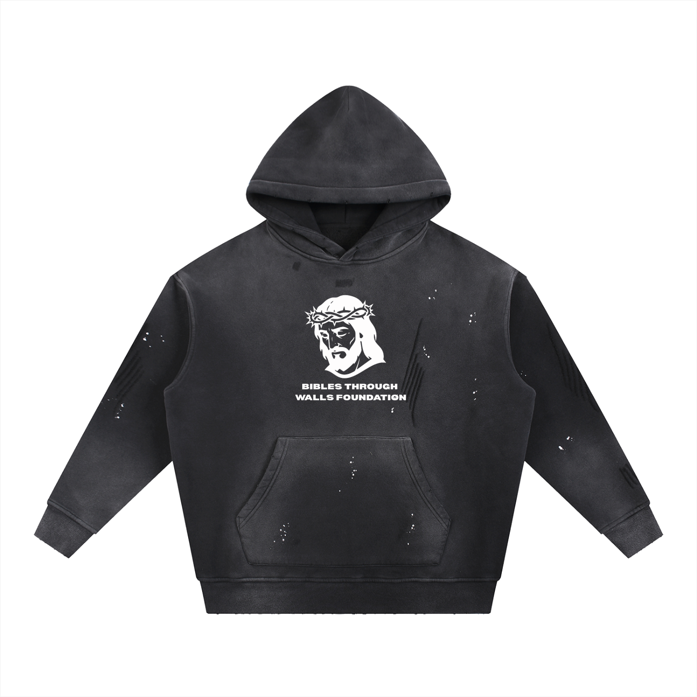 Vintage Washed Frayed Fleece Hoodie